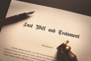 Last will and testament declaration in a law firm.